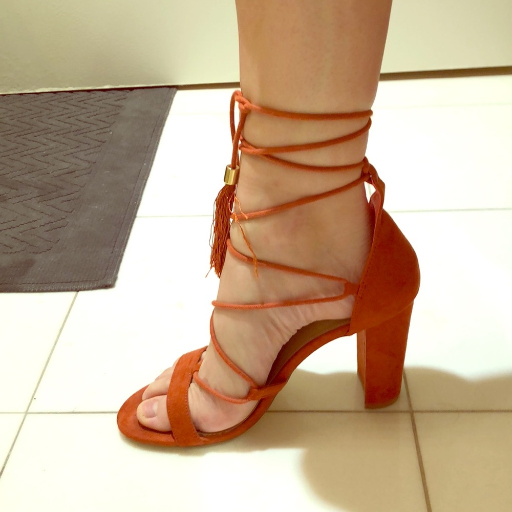 Stunning lace up block heels